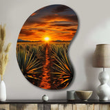 Orange Green Mexican Art Tequila Sunrise - Asymmetric Metal Wall Art