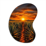 Orange Green Mexican Art Tequila Sunrise - Asymmetric Metal Wall Art