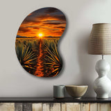 Orange Green Mexican Art Tequila Sunrise - Asymmetric Metal Wall Art