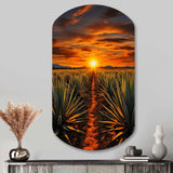 Orange Green Mexican Art Tequila Sunrise - Asymmetric Metal Wall Art