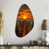 Orange Green Mexican Art Tequila Sunrise - Asymmetric Metal Wall Art