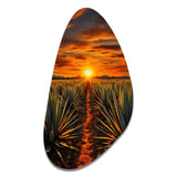 Orange Green Mexican Art Tequila Sunrise - Asymmetric Metal Wall Art