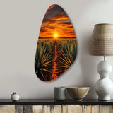 Orange Green Mexican Art Tequila Sunrise - Asymmetric Metal Wall Art