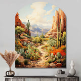 Mexico Cactus Oasis Impasto I - Asymmetric Metal Wall Art