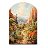 Mexico Cactus Oasis Impasto I - Asymmetric Metal Wall Art