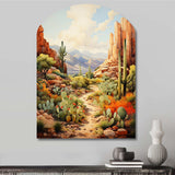 Mexico Cactus Oasis Impasto I - Asymmetric Metal Wall Art