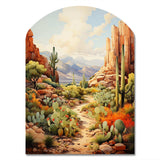 Mexico Cactus Oasis Impasto I - Asymmetric Metal Wall Art