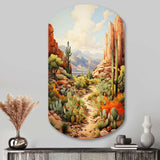 Mexico Cactus Oasis Impasto I - Asymmetric Metal Wall Art