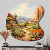 Mexico Cactus Oasis Impasto I - Asymmetric Metal Wall Art