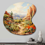 Mexico Cactus Oasis Impasto I - Asymmetric Metal Wall Art