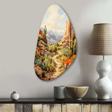 Mexico Cactus Oasis Impasto I - Asymmetric Metal Wall Art