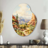 Mexico Cactus Oasis Impasto I - Asymmetric Metal Wall Art