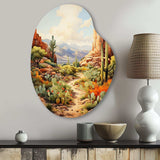 Mexico Cactus Oasis Impasto I - Asymmetric Metal Wall Art