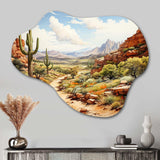 Mexico Cactus Oasis Impasto II - Asymmetric Metal Wall Art