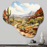 Mexico Cactus Oasis Impasto II - Asymmetric Metal Wall Art