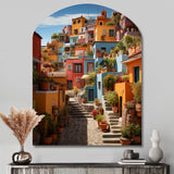 Colorful Mexico Colorful Casas This IX - Asymmetric Metal Wall Art