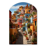 Colorful Mexico Colorful Casas This IX - Asymmetric Metal Wall Art