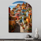 Colorful Mexico Colorful Casas This IX - Asymmetric Metal Wall Art