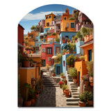 Colorful Mexico Colorful Casas This IX - Asymmetric Metal Wall Art