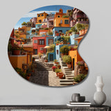 Colorful Mexico Colorful Casas This IX - Asymmetric Metal Wall Art