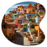 Colorful Mexico Colorful Casas This IX - Asymmetric Metal Wall Art