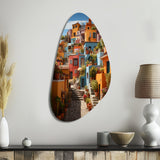 Colorful Mexico Colorful Casas This IX - Asymmetric Metal Wall Art