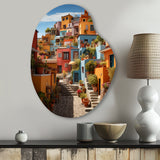 Colorful Mexico Colorful Casas This IX - Asymmetric Metal Wall Art