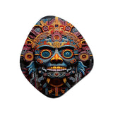 Teal Orange Mexico Vibrant Aztec Mask - Asymmetric Metal Wall Art