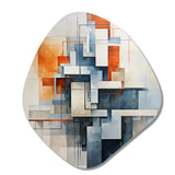 Colorful Mid Century Abstract Architectures I - Asymmetric Metal Wall Art