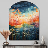 Blue Pink Mid Century Abstract Landscapes - Asymmetric Metal Wall Art