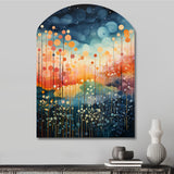 Blue Pink Mid Century Abstract Landscapes - Asymmetric Metal Wall Art