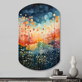 Blue Pink Mid Century Abstract Landscapes - Asymmetric Metal Wall Art