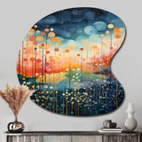 Blue Pink Mid Century Abstract Landscapes - Asymmetric Metal Wall Art