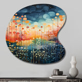 Blue Pink Mid Century Abstract Landscapes - Asymmetric Metal Wall Art