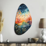 Blue Pink Mid Century Abstract Landscapes - Asymmetric Metal Wall Art