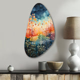 Blue Pink Mid Century Abstract Landscapes - Asymmetric Metal Wall Art