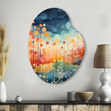 Blue Pink Mid Century Abstract Landscapes - Asymmetric Metal Wall Art