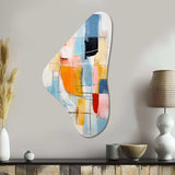 Pink Blue Mid Century Colorful Contrasts - Asymmetric Metal Wall Art