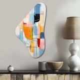 Pink Blue Mid Century Colorful Contrasts - Asymmetric Metal Wall Art