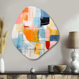 Pink Blue Mid Century Colorful Contrasts - Asymmetric Metal Wall Art