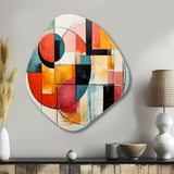 Blue Orange Mid Century Geometric Abstractions I - Asymmetric Metal Wall Art