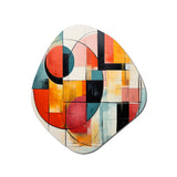 Blue Orange Mid Century Geometric Abstractions I - Asymmetric Metal Wall Art