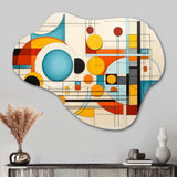 Orange Blue Mid Century Graphic Geometrics - Asymmetric Metal Wall Art