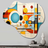 Orange Blue Mid Century Graphic Geometrics - Asymmetric Metal Wall Art