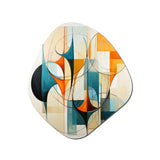 Orange Blue Mid Century Harmony In Geometry I - Asymmetric Metal Wall Art