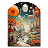 Colorful Mid Century Midcentury Mushroom Dreams I - Asymmetric Metal Wall Art