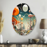 Colorful Mid Century Midcentury Mushroom Dreams I - Asymmetric Metal Wall Art