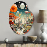 Colorful Mid Century Midcentury Mushroom Dreams I - Asymmetric Metal Wall Art