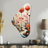 Colorful Mid Century Midcentury Mushroom Dreams II - Asymmetric Metal Wall Art