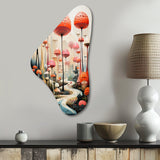 Colorful Mid Century Midcentury Mushroom Dreams II - Asymmetric Metal Wall Art